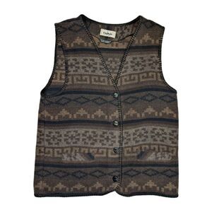 Vintage TRIBAL SPORTSWEAR Women's Large Wool Blend Aztec Native Button Down Vest